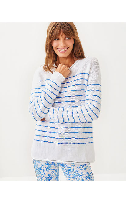 LOTAN SWEATER, SUNWASHED BLUE TIDEPOOL STRIPE