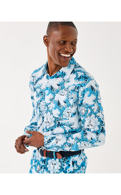 MENS STUFF ADDISON SHIRT, BELLEVUE BLUE LILLY GULLS
