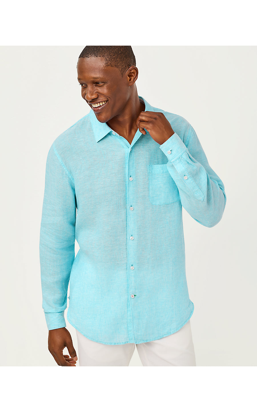MENS STUFF ADDISON SHIRT, CAPRI BLUE X RESORT WHITE