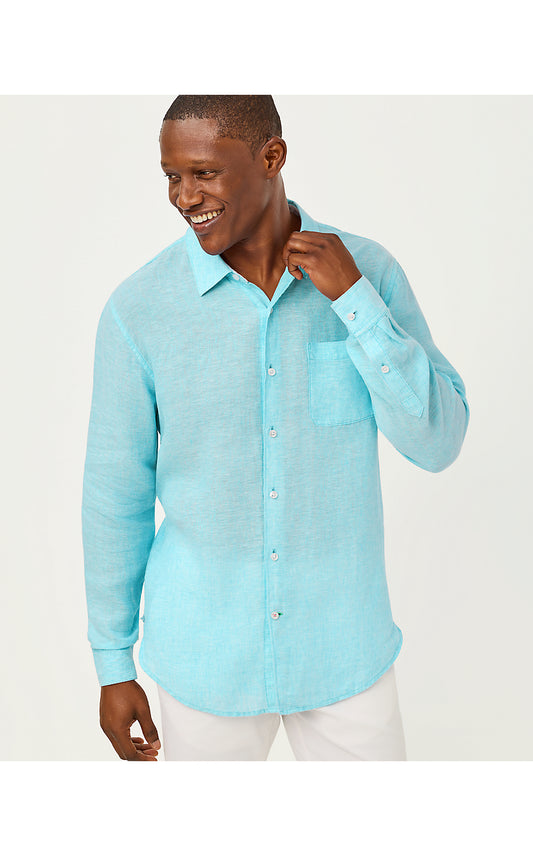 MENS STUFF ADDISON SHIRT, CAPRI BLUE X RESORT WHITE