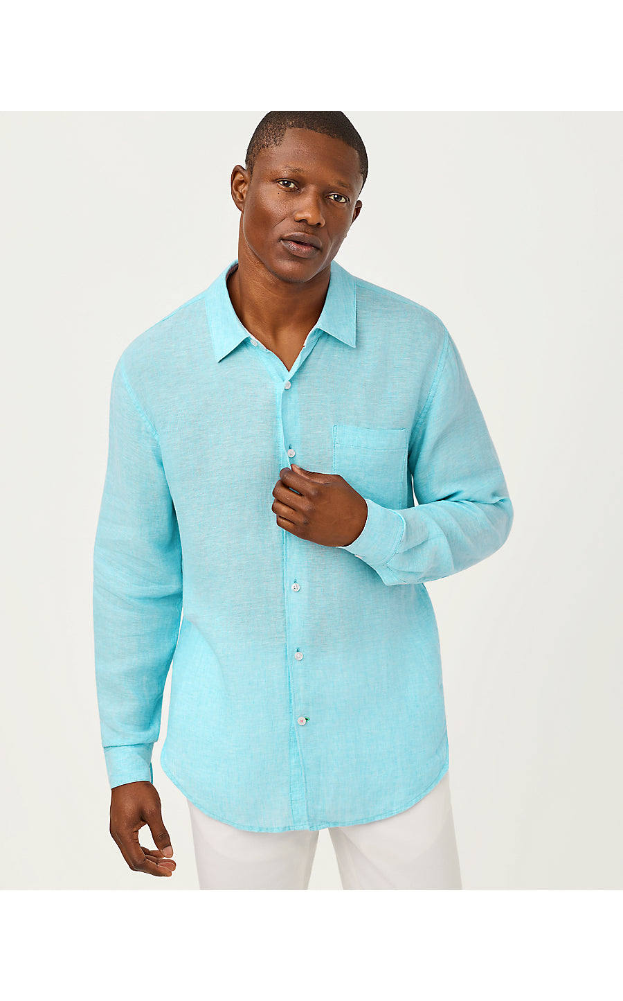 MENS STUFF ADDISON SHIRT, CAPRI BLUE X RESORT WHITE