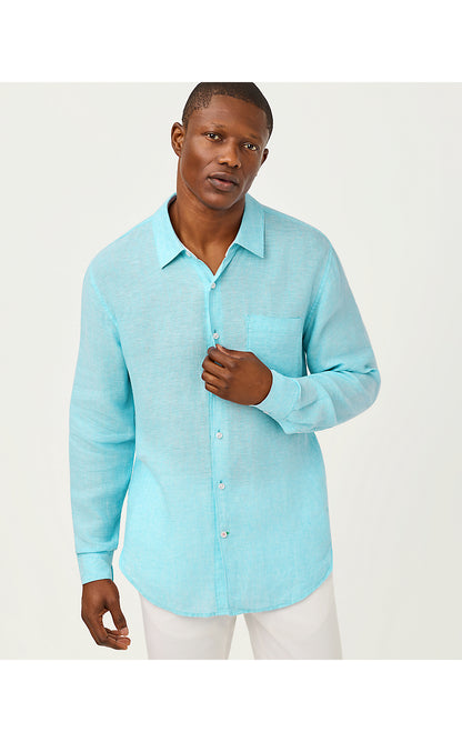 MENS STUFF ADDISON SHIRT, CAPRI BLUE X RESORT WHITE