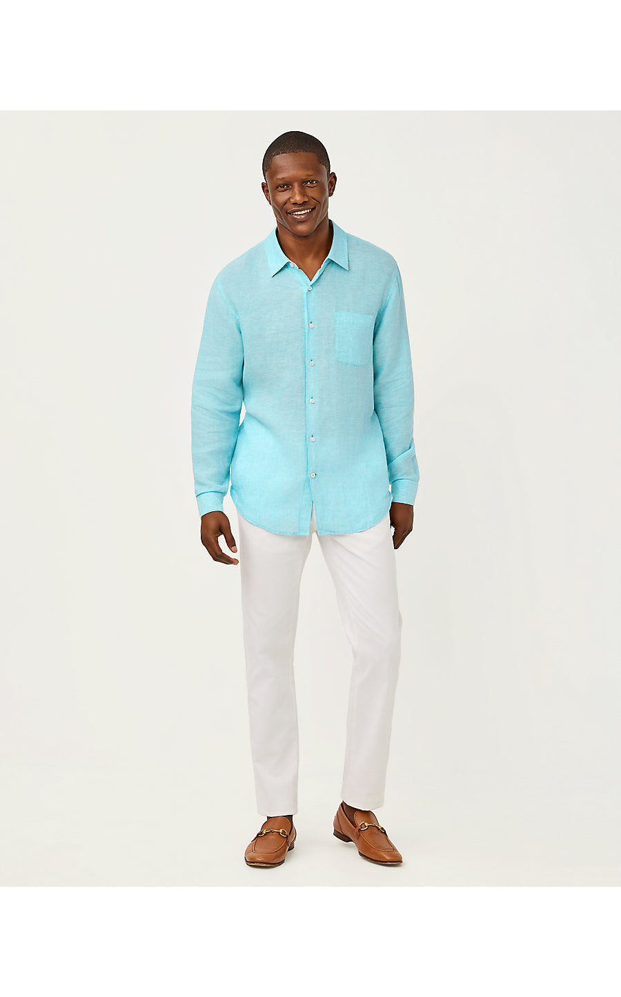 MENS STUFF ADDISON SHIRT, CAPRI BLUE X RESORT WHITE
