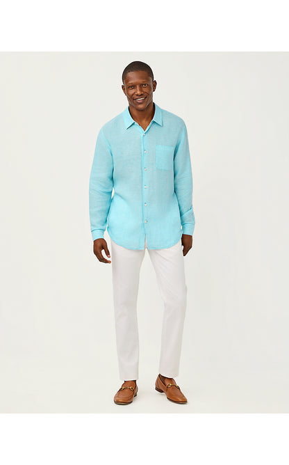 MENS STUFF ADDISON SHIRT, CAPRI BLUE X RESORT WHITE