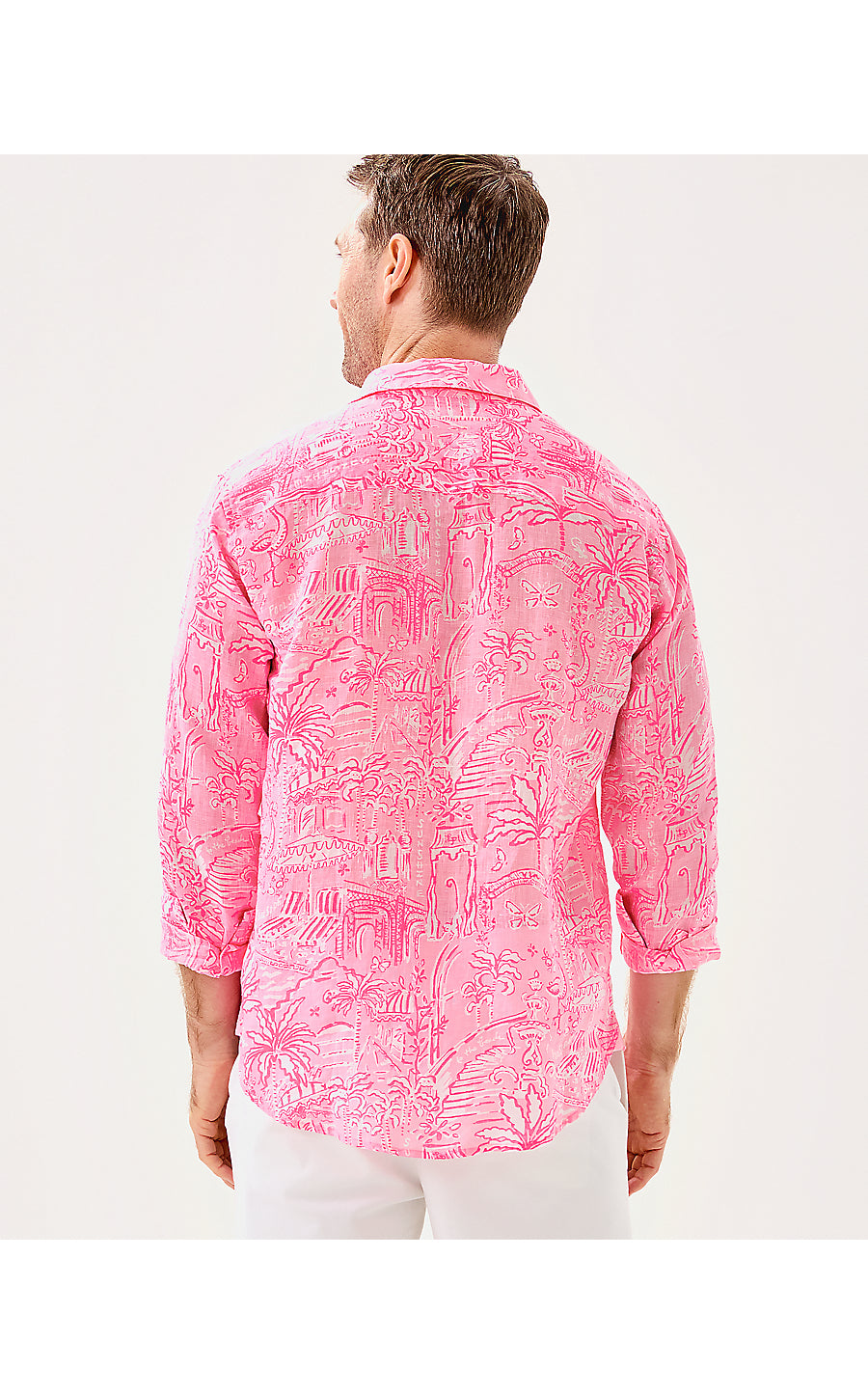 MENS STUFF ADDISON SHIRT, CONCH SHELL PINK PENNYS PLAYGROUND