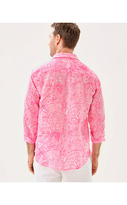 MENS STUFF ADDISON SHIRT, CONCH SHELL PINK PENNYS PLAYGROUND