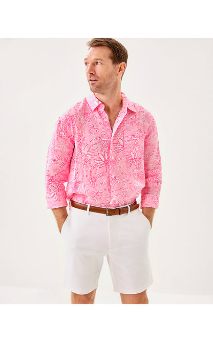 MENS STUFF ADDISON SHIRT, CONCH SHELL PINK PENNYS PLAYGROUND