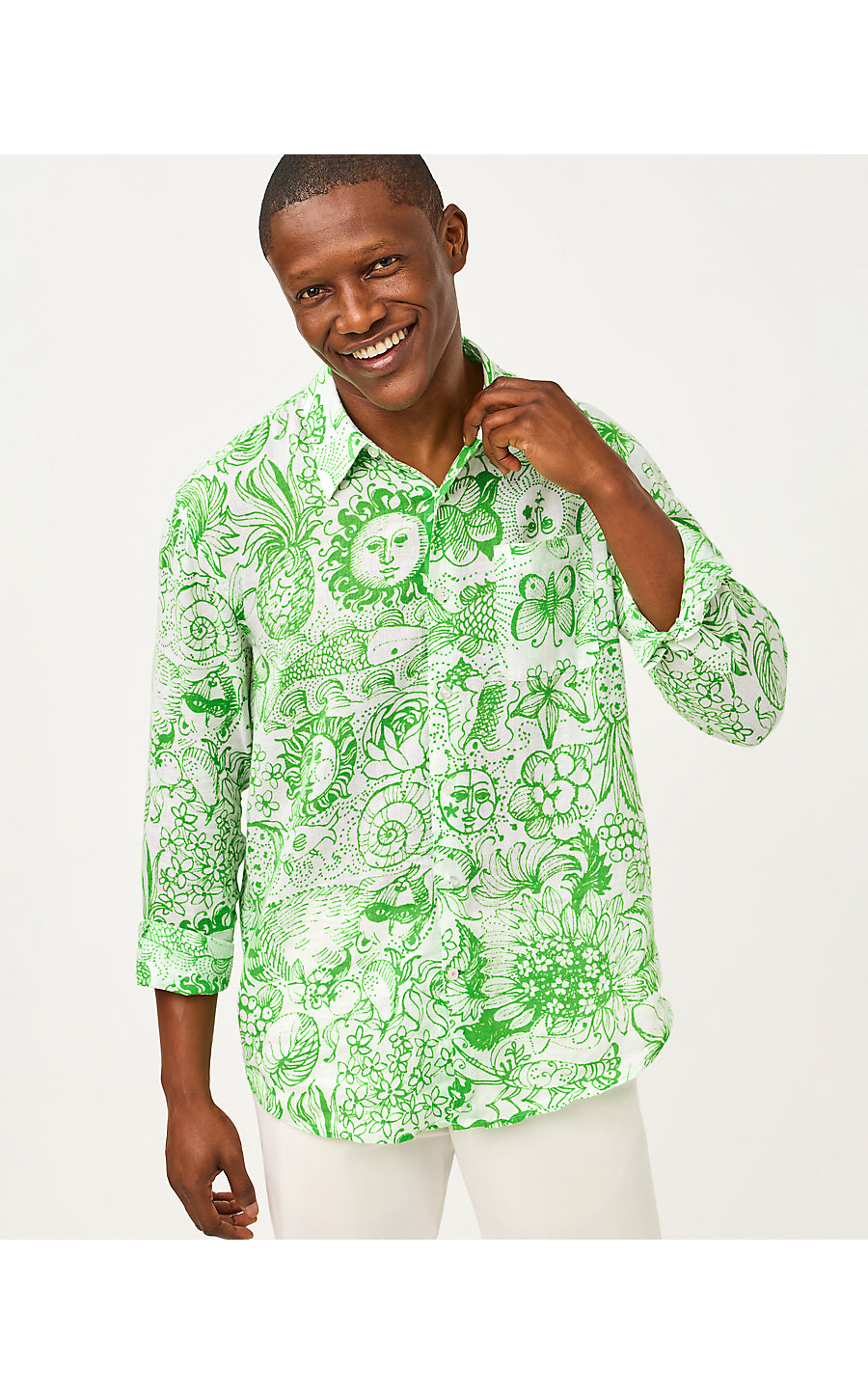 MENS STUFF ADDISON SHIRT, PUTTING GREEN LIL FLEUR DE LILLY