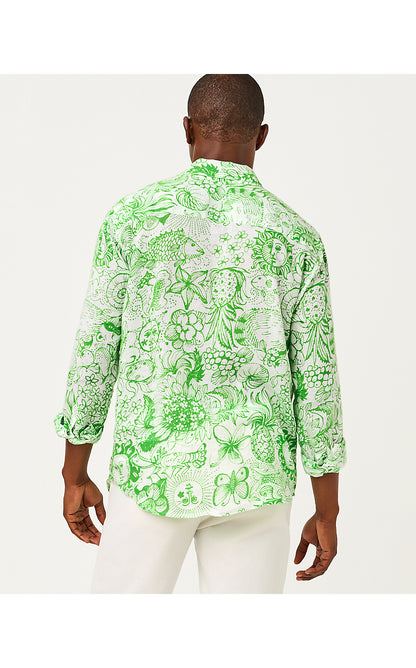 MENS STUFF ADDISON SHIRT, PUTTING GREEN LIL FLEUR DE LILLY