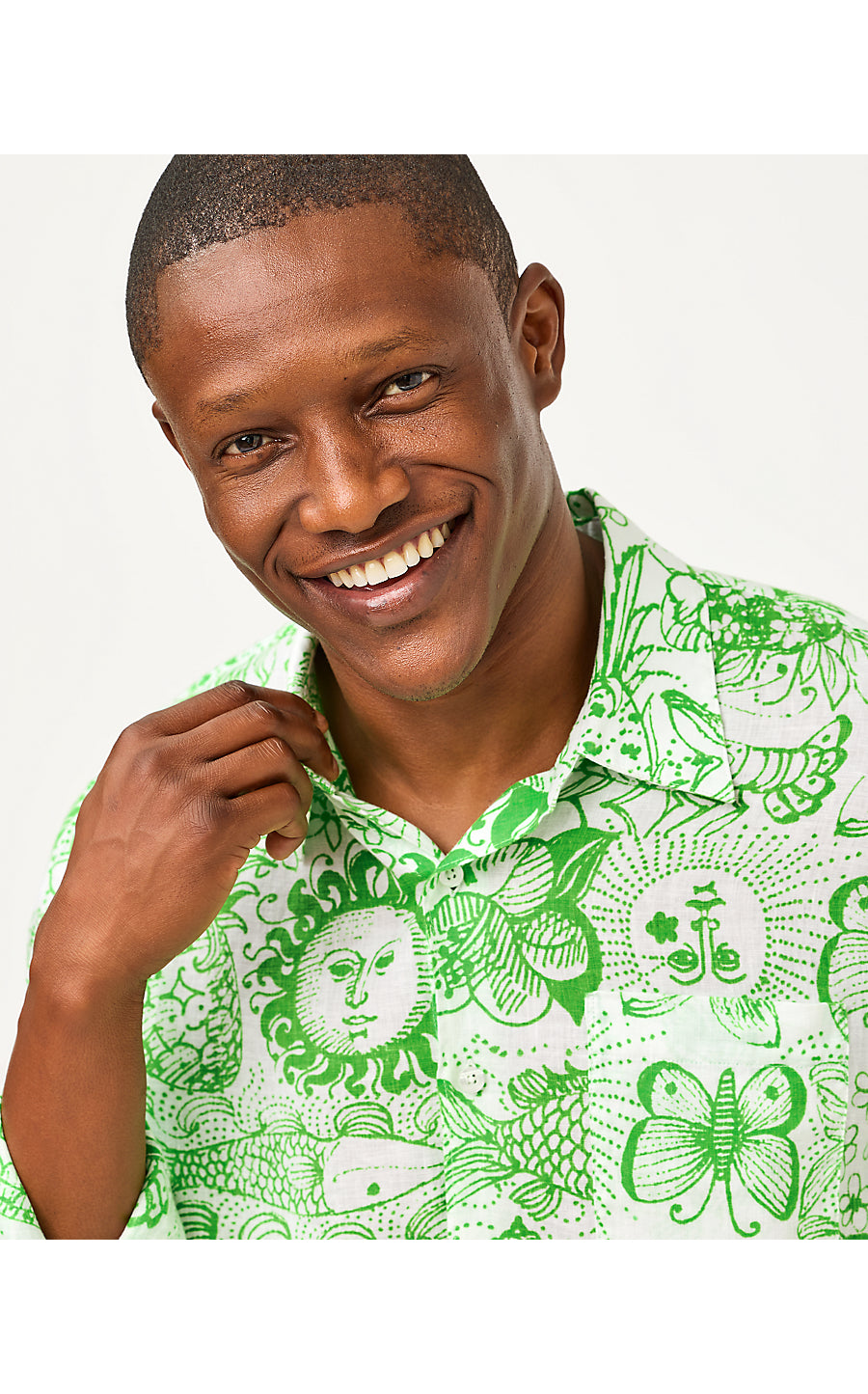 MENS STUFF ADDISON SHIRT, PUTTING GREEN LIL FLEUR DE LILLY