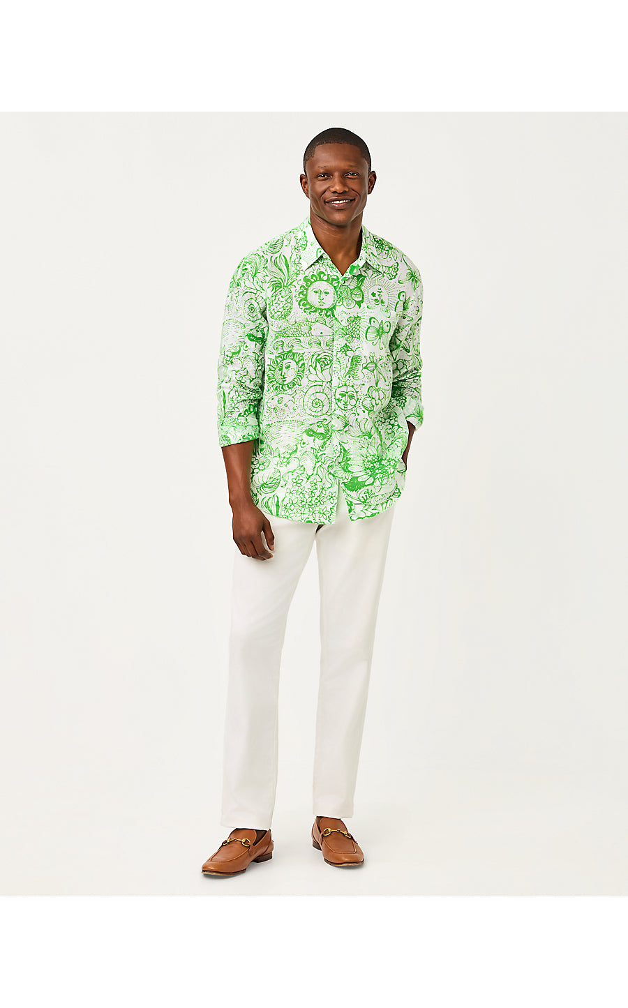 MENS STUFF ADDISON SHIRT, PUTTING GREEN LIL FLEUR DE LILLY
