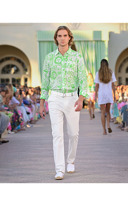 MENS STUFF ADDISON SHIRT, PUTTING GREEN LIL FLEUR DE LILLY