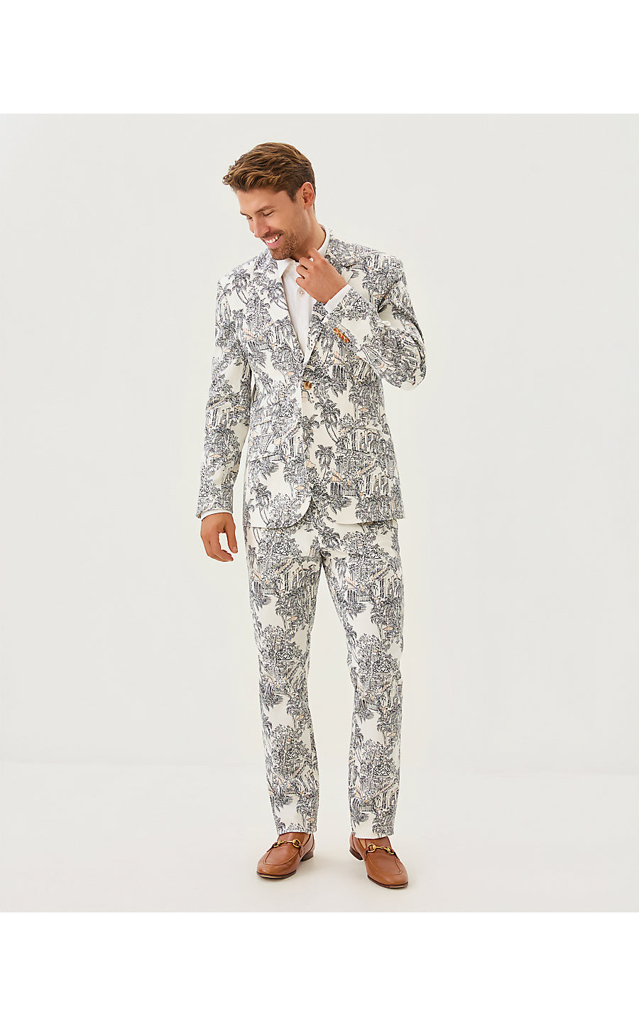 MENS STUFF FLAGLER BLAZER, COCONUT PB ANNIVERSARY TOILE