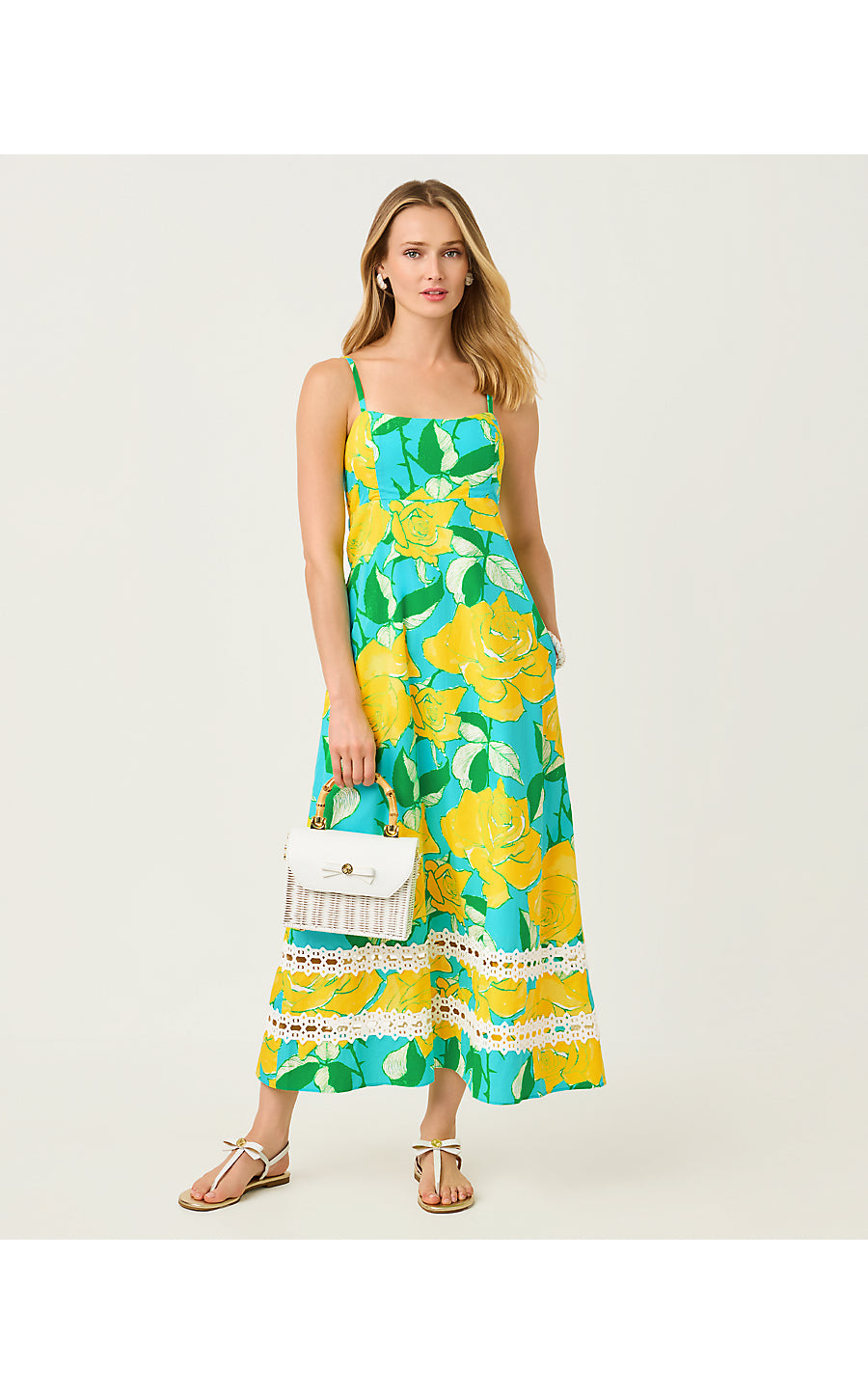 HALIEY MIDI DRESS, BLUE CURACAO ROSE BUD