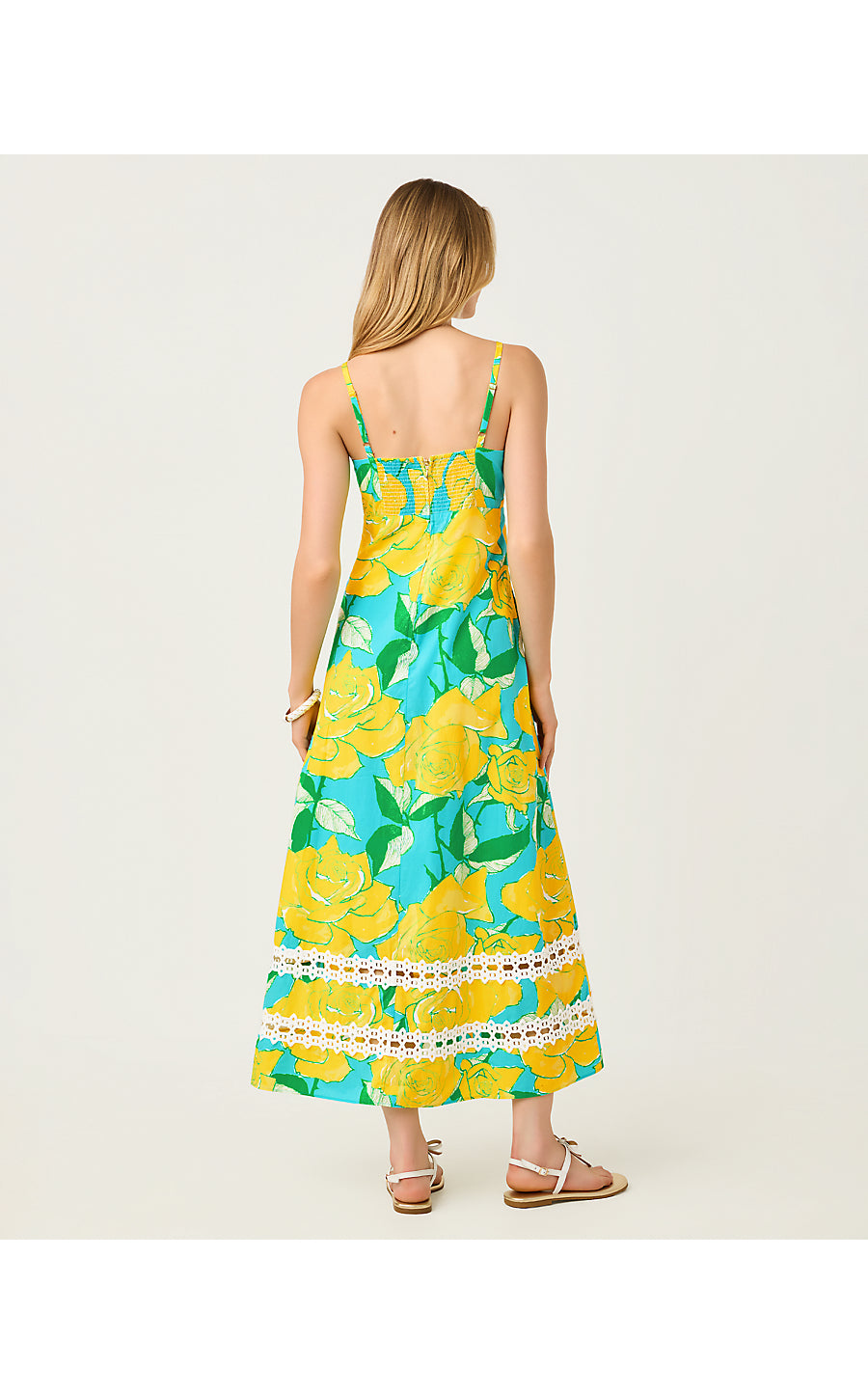 HALIEY MIDI DRESS, BLUE CURACAO ROSE BUD