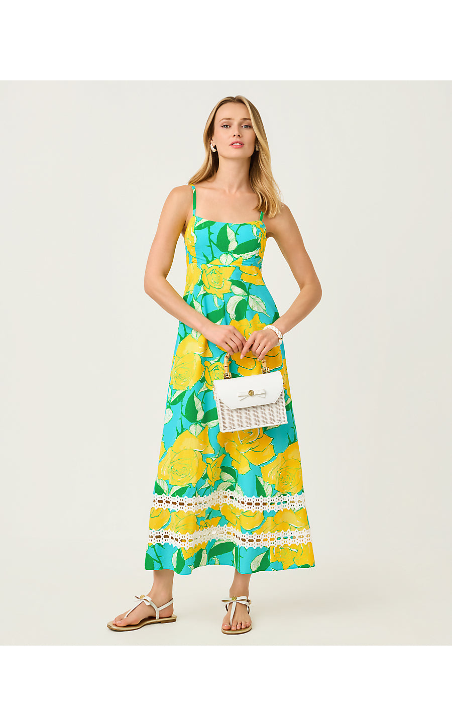 HALIEY MIDI DRESS, BLUE CURACAO ROSE BUD