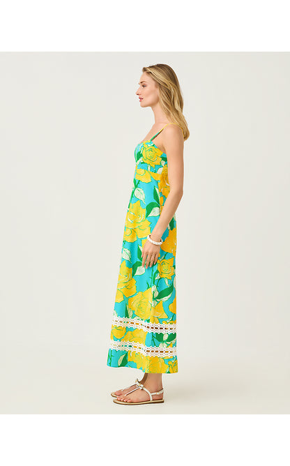 HALIEY MIDI DRESS, BLUE CURACAO ROSE BUD