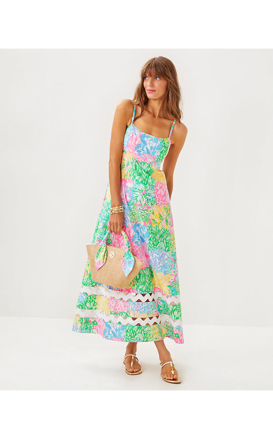 HALIEY MIDI DRESS, MULTI BRIGHT DELIGHT PATCH