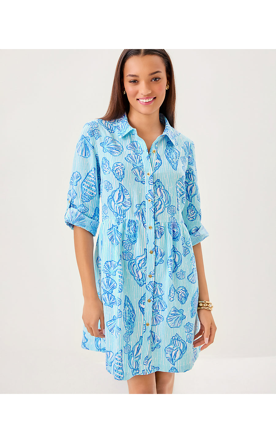 SHAELA DRESS, FRESH WATER BLUE COOL AS SHELL