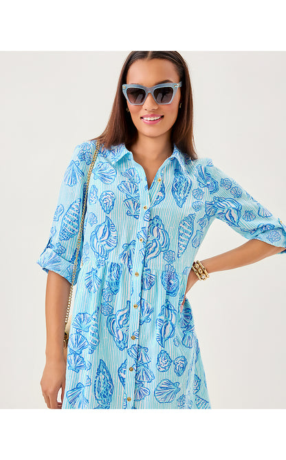 SHAELA DRESS, FRESH WATER BLUE COOL AS SHELL