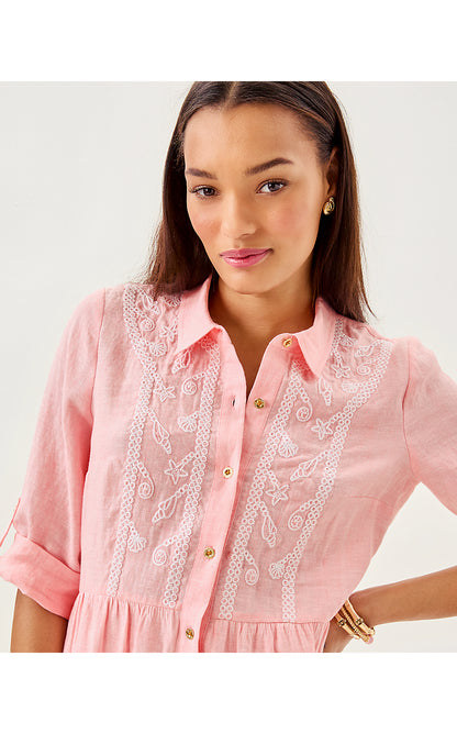 SHAELA DRESS, SORBET PINK X RESORT WHITE