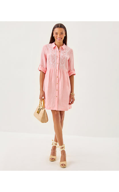 SHAELA DRESS, SORBET PINK X RESORT WHITE