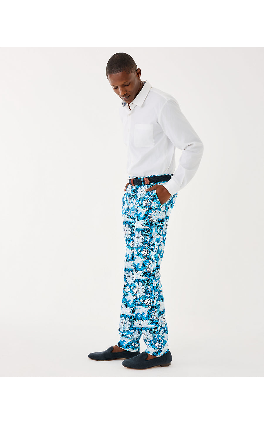 MENS STUFF MIZNER STRETCH PANT, BELLEVUE BLUE LILLY GULLS
