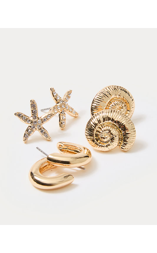 SANDSATIONAL EARRING SET, GOLD METALLIC
