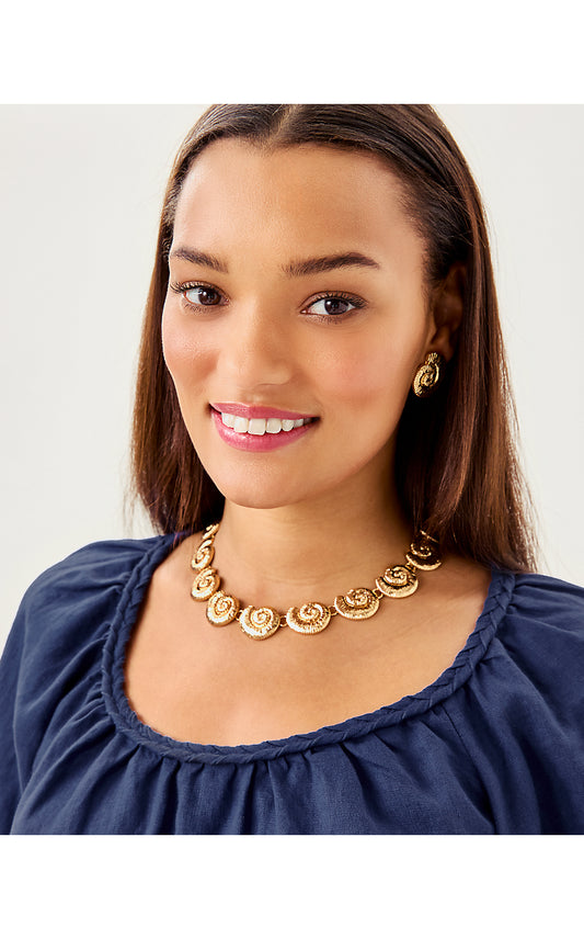 BAREFOOT BEACHCOMBER NECKLACE, GOLD METALLIC