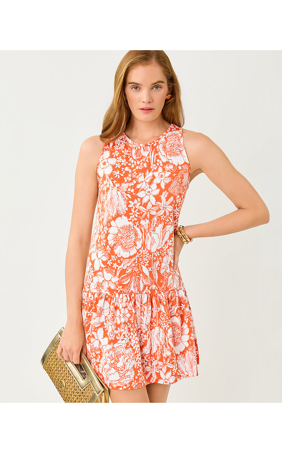 DIXI DRESS, SUNSET ORANGE BUDDING ROMANCE