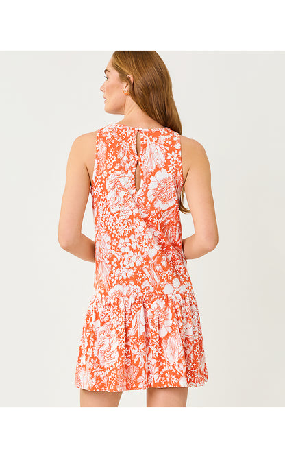 DIXI DRESS, SUNSET ORANGE BUDDING ROMANCE