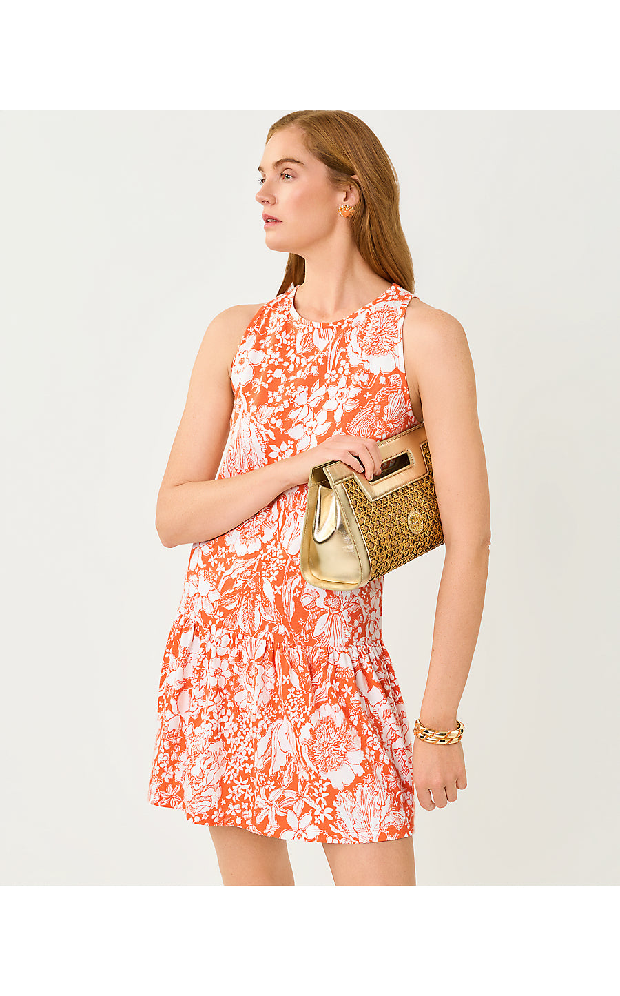 DIXI DRESS, SUNSET ORANGE BUDDING ROMANCE