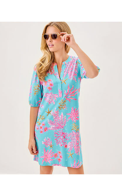COLSON DRESS, MULTI ROYAL CORAL