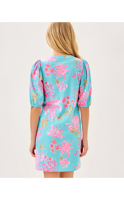 COLSON DRESS, MULTI ROYAL CORAL