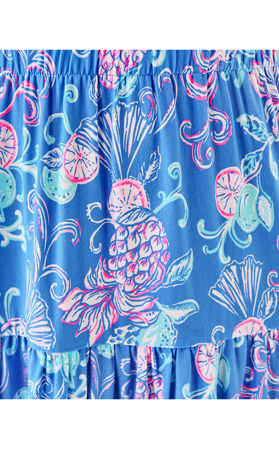 DANVILLE DRESS, SUNWASHED BLUE CITRUS CRUSH ENGINEERED KNIT DRESS