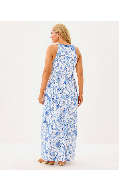 CARMILLA MAXI DRESS, RESORT WHITE BAREFOOT BEACHCOMBERS ENGINEERED KNIT DRESS
