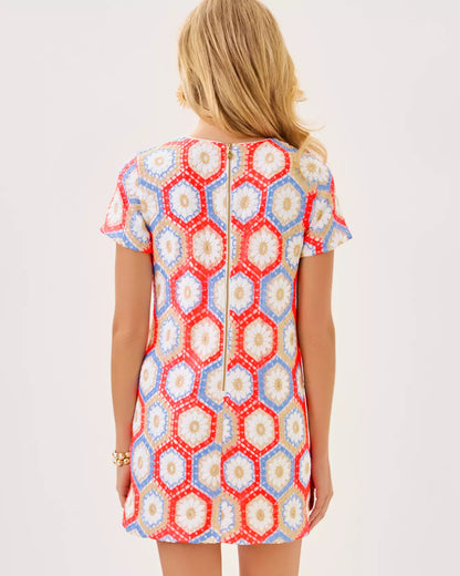 LEYLA SHIFT, CANE CORAL DAISY HEX CROCHET