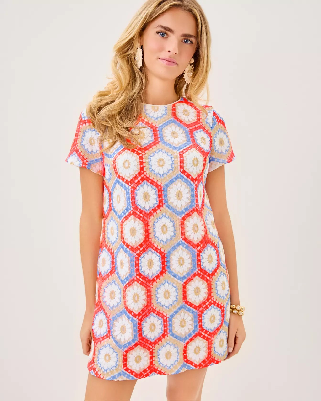 Lilly Pulitzer Women's Leyla Crochet Shift Dress, Coral, 12 Lilly Pulitzer Women's Leyla Crochet Shift Dress, Coral, 12