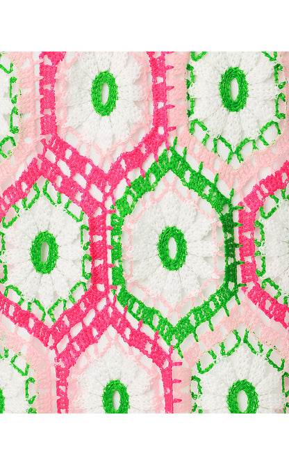 LEYLA SHIFT, CHERRY BLOSSOM PINK DAISY HEX CROCHET