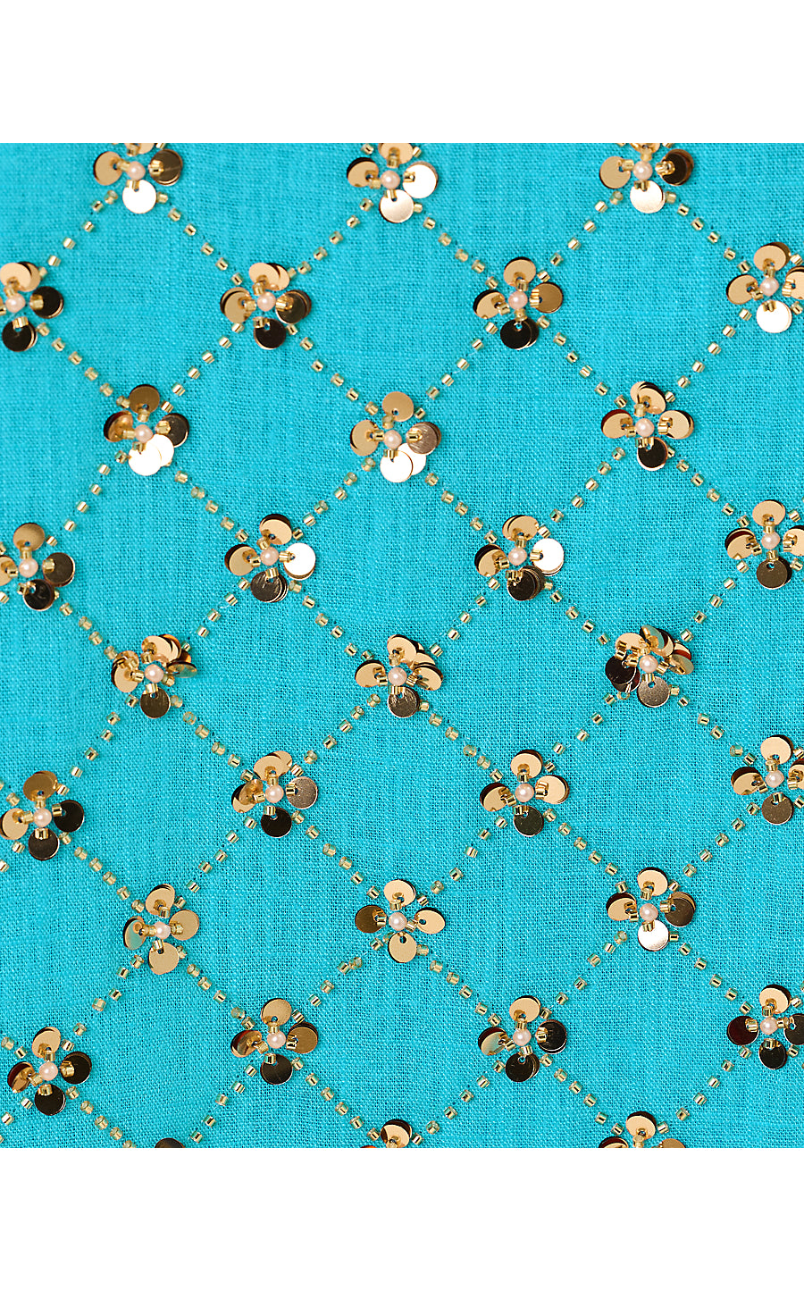 TAMALA DRESS, TURQUOISE TIDE BEADED SEQUIN EMBELLISHED LINEN BLEND