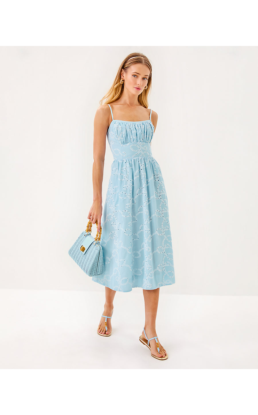 DELLA MIDI DRESS, BLUETTE SAILORS KNOT EYELET