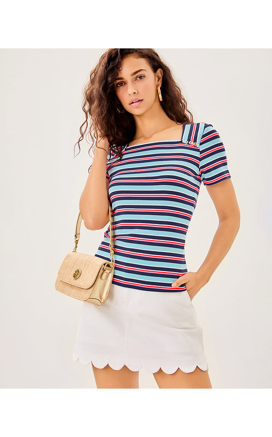 BEATY KNIT TOP, MULTI FIRECRACKER YARN DYE STRIPE