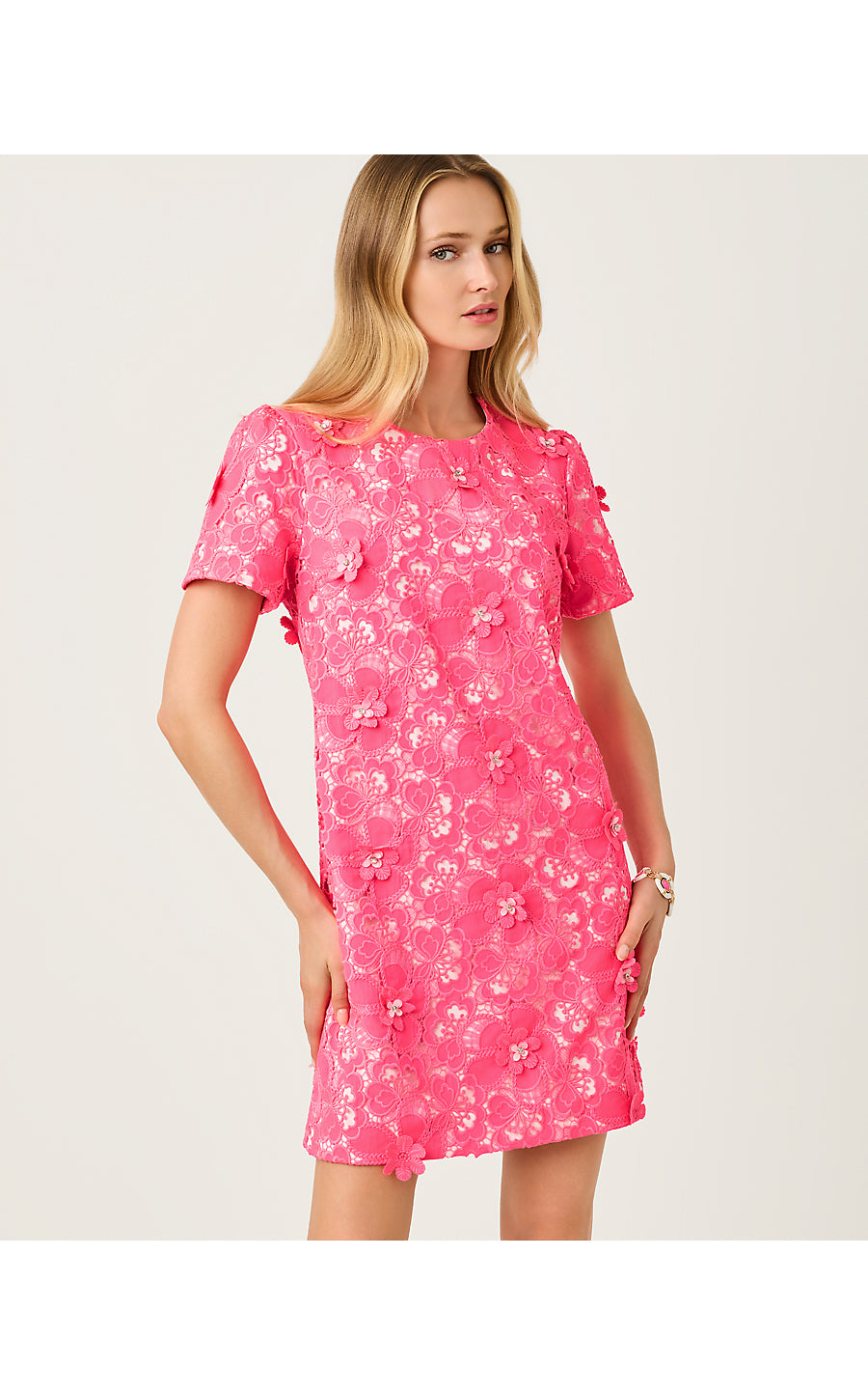 MALENA LACE SHIFT, CHERRY BLOSSOM PINK FLOWER POP LACE