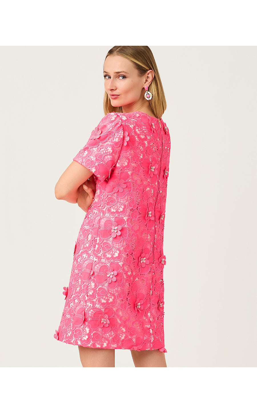 MALENA LACE SHIFT, CHERRY BLOSSOM PINK FLOWER POP LACE