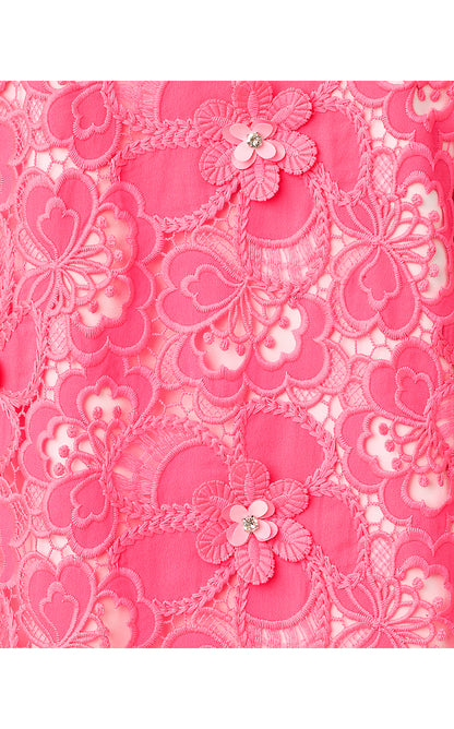 MALENA LACE SHIFT, CHERRY BLOSSOM PINK FLOWER POP LACE