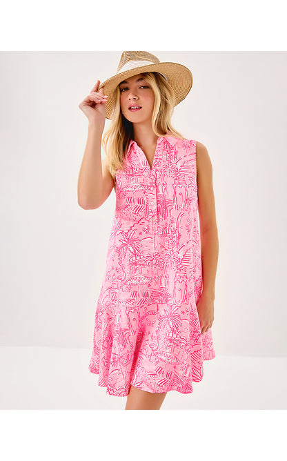 ELLOWYN LINEN DRESS, CONCH SHELL PINK PENNYS PLAYGROUND