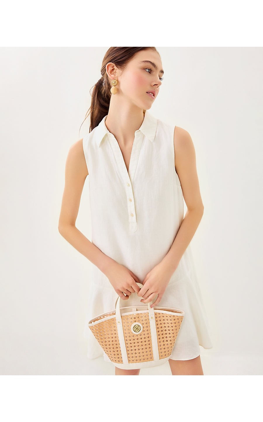 ELLOWYN LINEN DRESS, RESORT WHITE