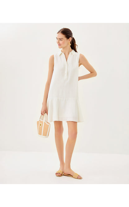 ELLOWYN LINEN DRESS, RESORT WHITE