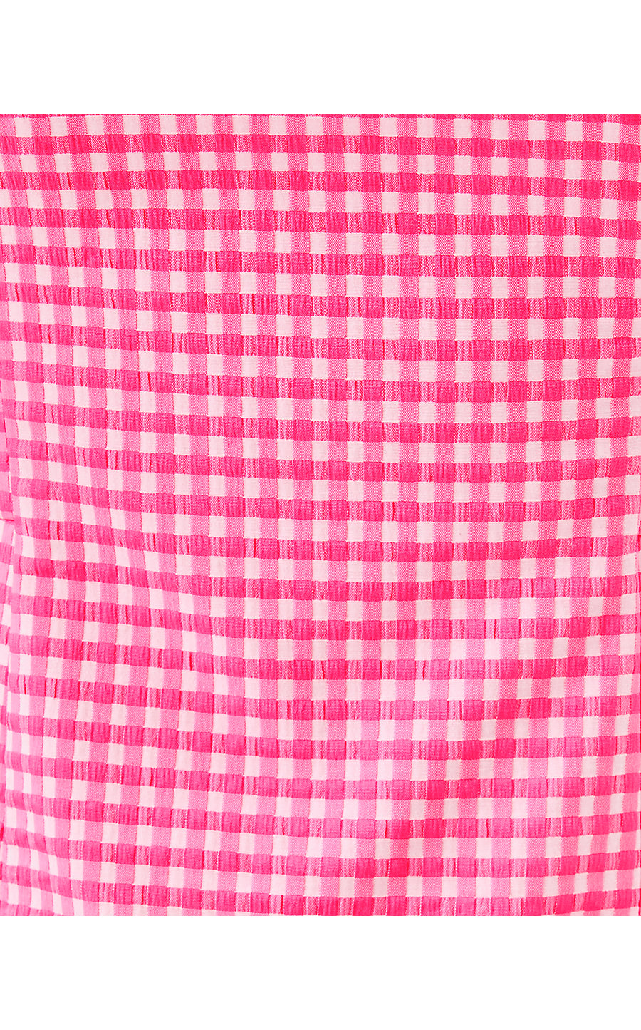 VEDA SKIRTED ROMPER, SUNKISSED PINK GINGHAM STRETCH JACQUARD