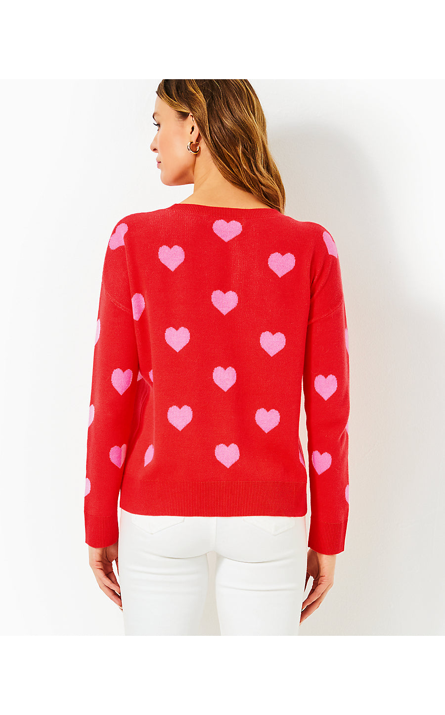 TENSLEY SWEATER, ROCOCO RED HEARTS JACQUARD